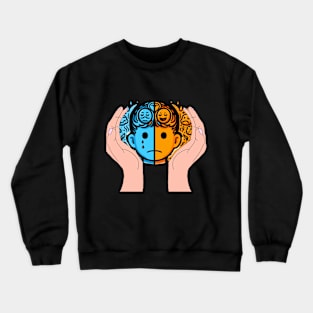 2 emotional boys, mental health, 2 hands supporting Crewneck Sweatshirt